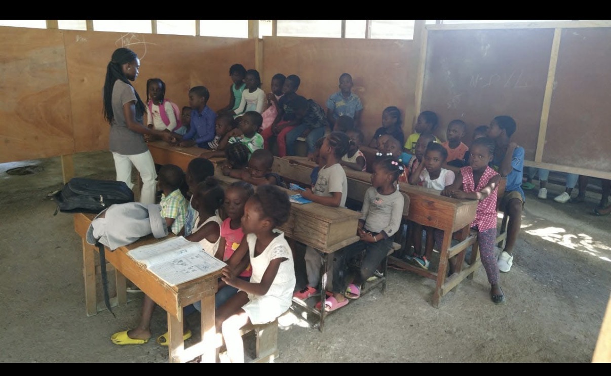 Children in a community classroom